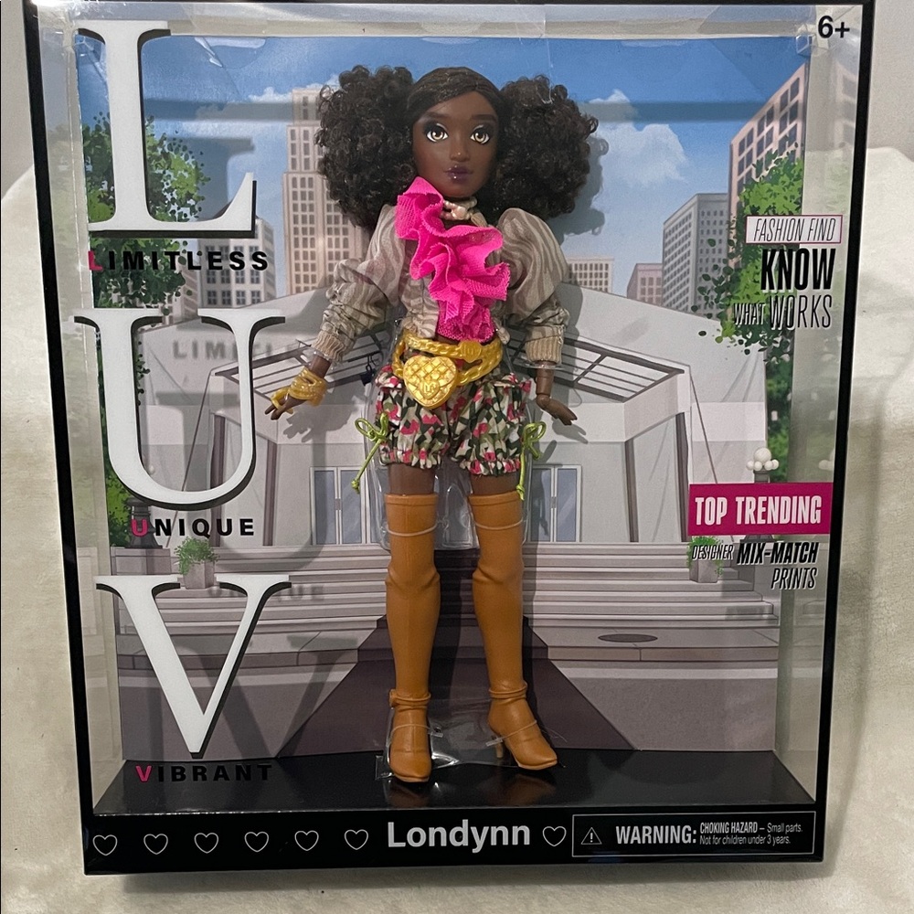 LUV Fashion Doll with Pink Ruffle and Gold Accents